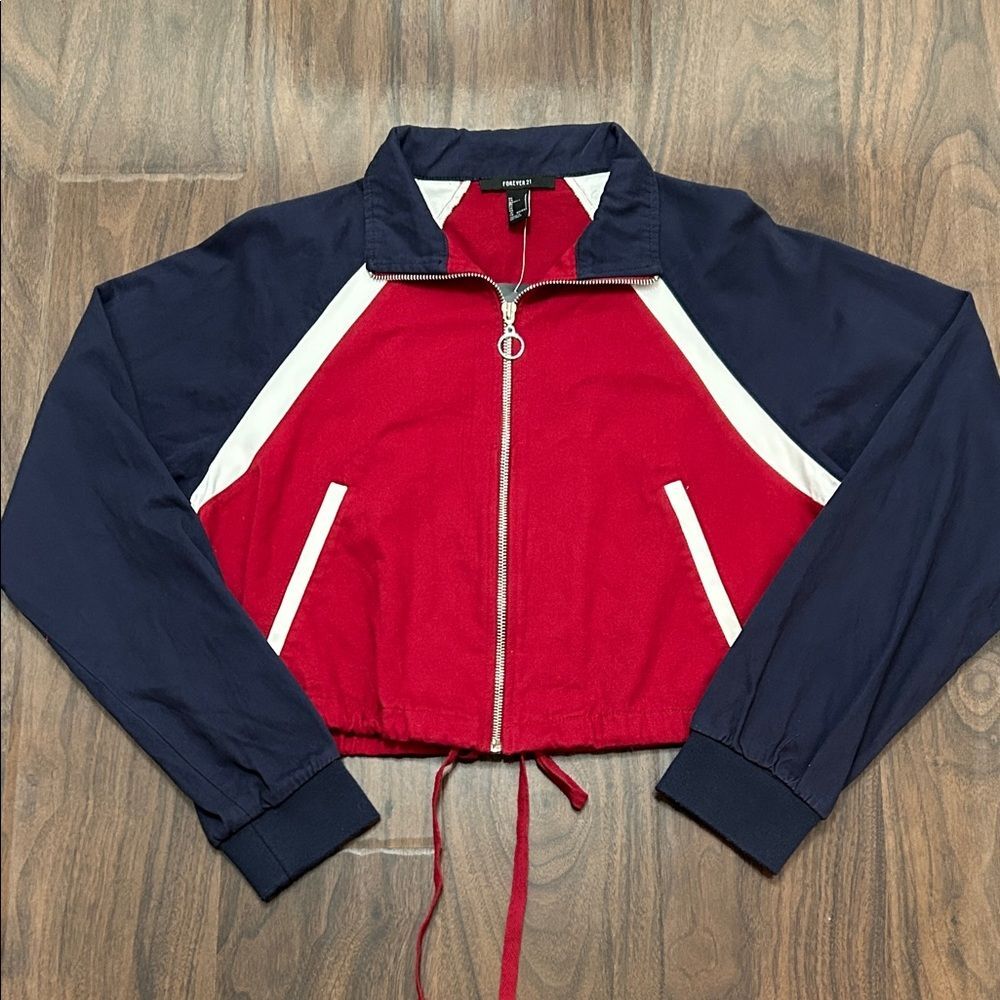 Forever 21 Crop Colorblock 80s Inspired Jacket